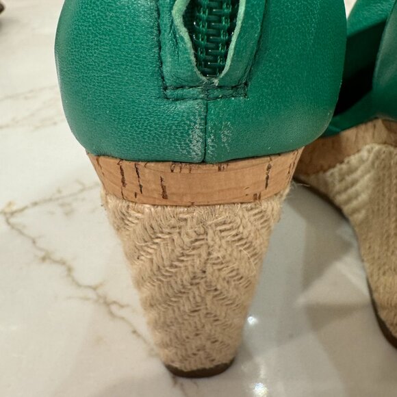 Cole Haan Nike Air Green Leather Espadrille Wedges SZ 8 - Picture 7 of 12